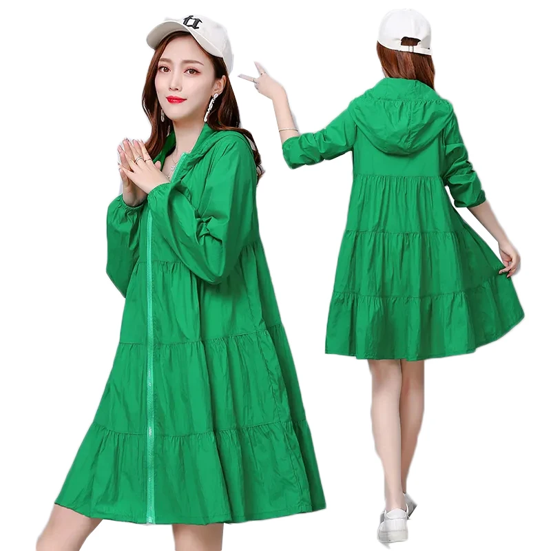 

Women Breathable Sun Protection Clothing Long Sleeve Anti-UV Outdoor Summer Top Jacket Women Solid Color Loose Long Thin Coat 47