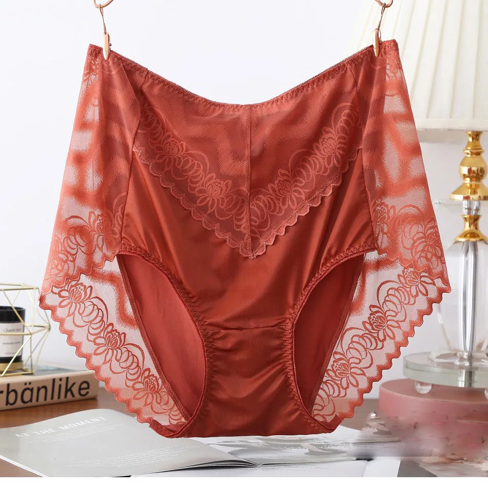 5XL vita alta elasticità pizzo mutandine Sexy morbido modale senza soluzione di continuità slip da donna fiori Hollow Lingerie biancheria intima