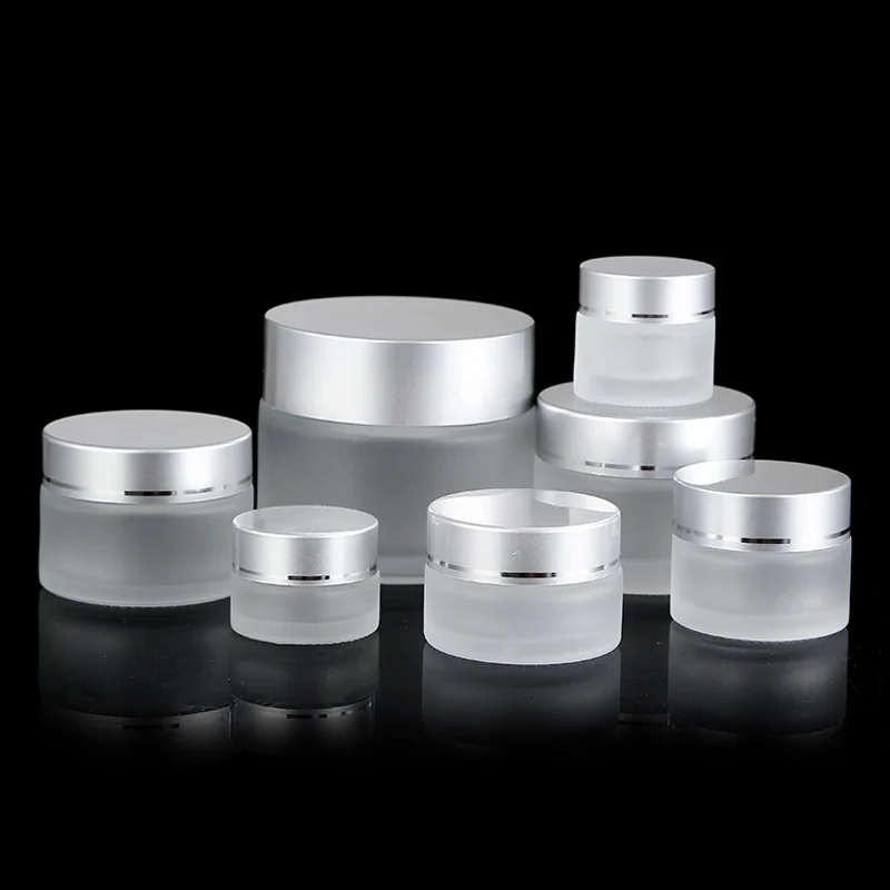 Black Frosted Glass Refillable Ointment Bottles Empty Cosmetic Jar Pot Eye Shadow Face Cream Container 5/10/15/20/30/50/100g