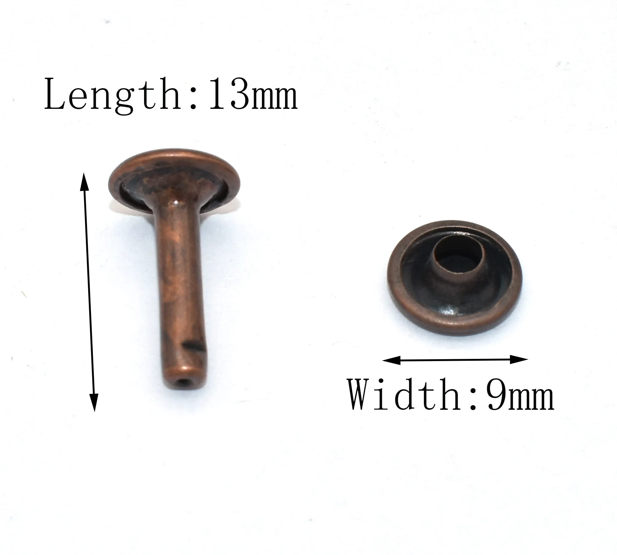 Copper Rivet 9mm Double Round Cap Rivet Iron Button Rivet DIY Leather Craft Sewing Accessories Purse Handbag Bag Hardware