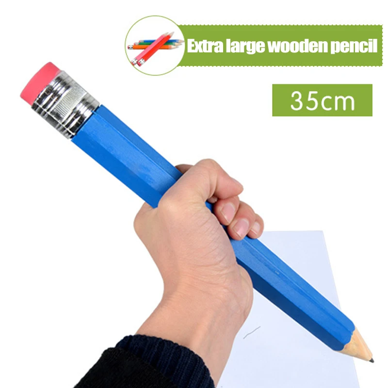 35cm Wooden Big Giants Pencil Personality Stationery For School Props Toys Gifts Big Giant Pencil Pens Pencils Writing Supplies