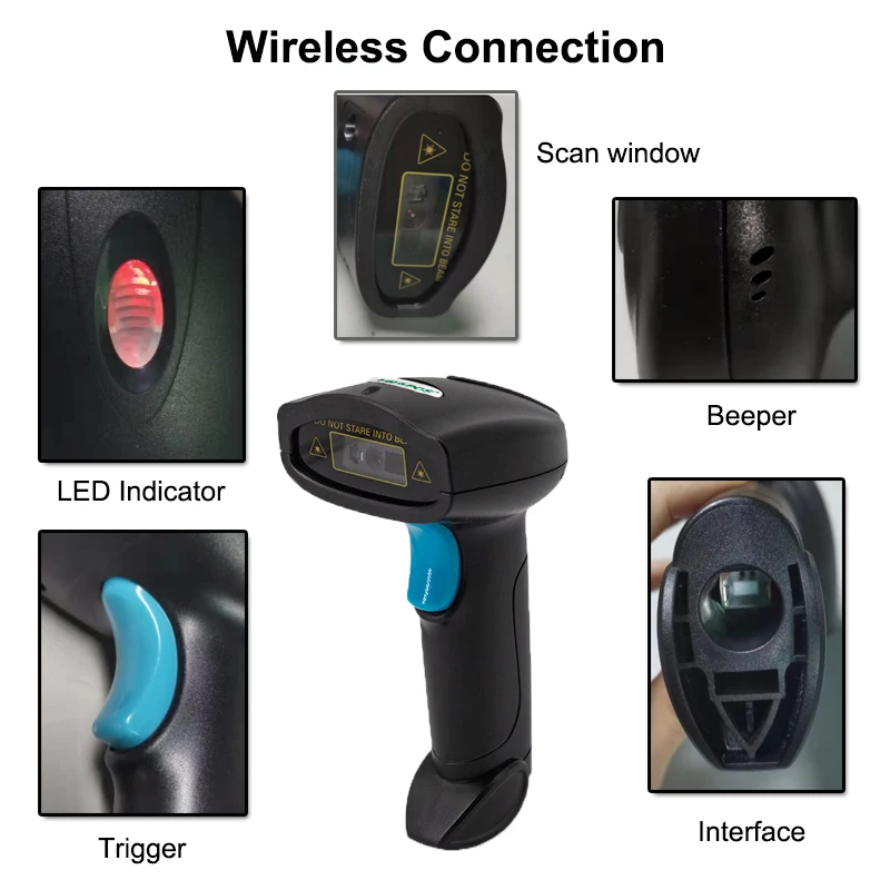 Imagem -06 - sem Fio Handheld Barcode Scanner com 2000mah Bateria 1d 2d qr Códigos de Barras sem Fio Pagamento Móvel Loja de Conveniência