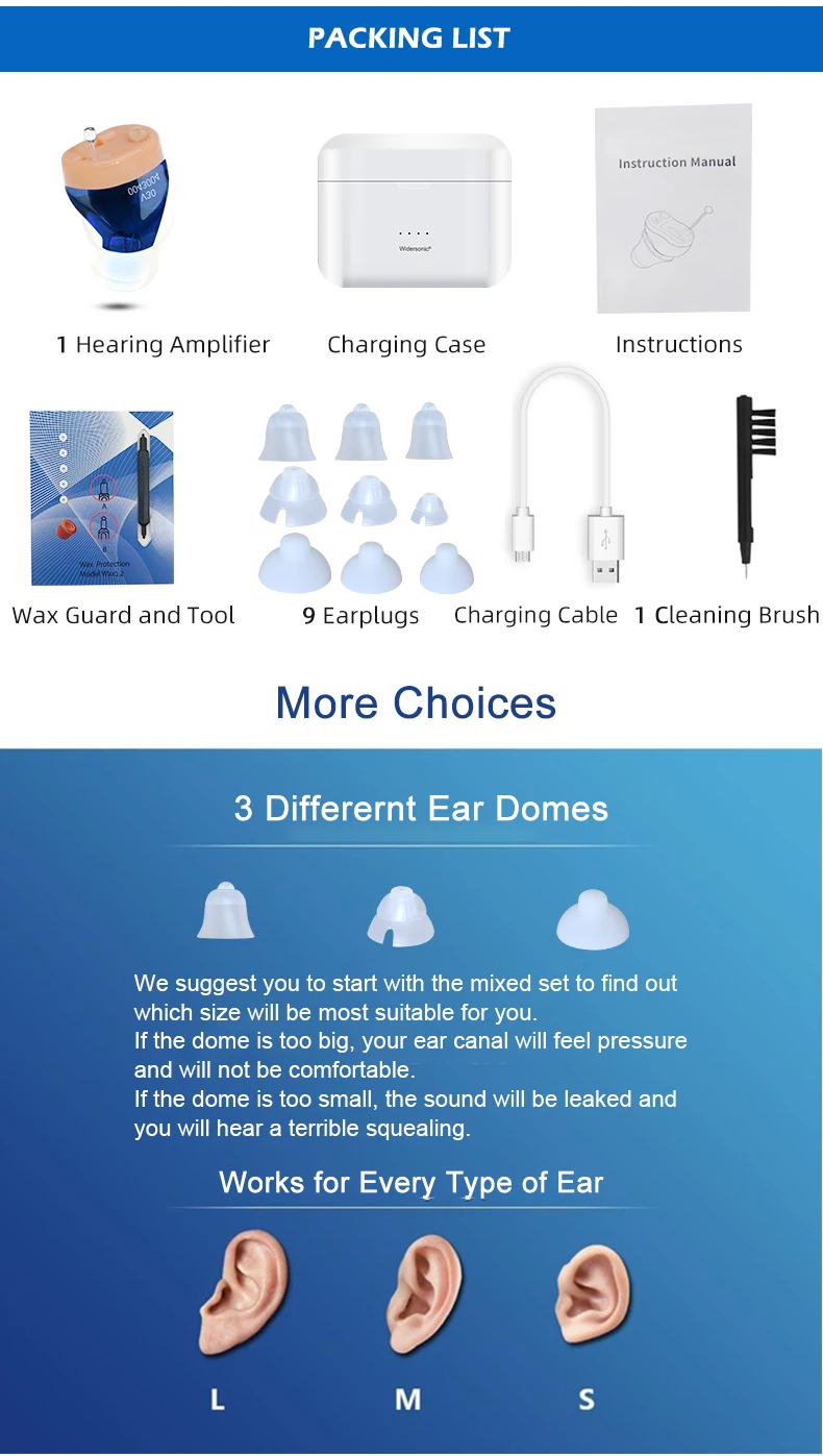 Hearing Aids USB Rechargeable Mini Audifonos In Ear Portable Invisible Adjustable Tone Sound Amplifier for Deafness Drop Shippin