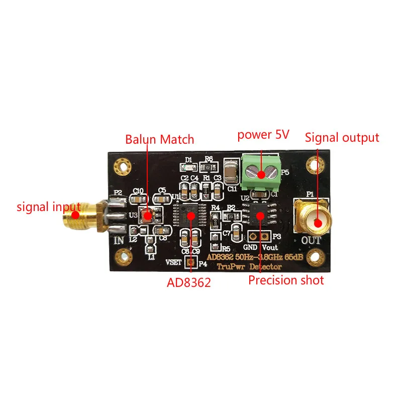 free  shipping   Ad8362 Module To 3.8Ghz Rf Radio Frequency Detector Power Detection Rms Detector Linear Db Output Function Demo