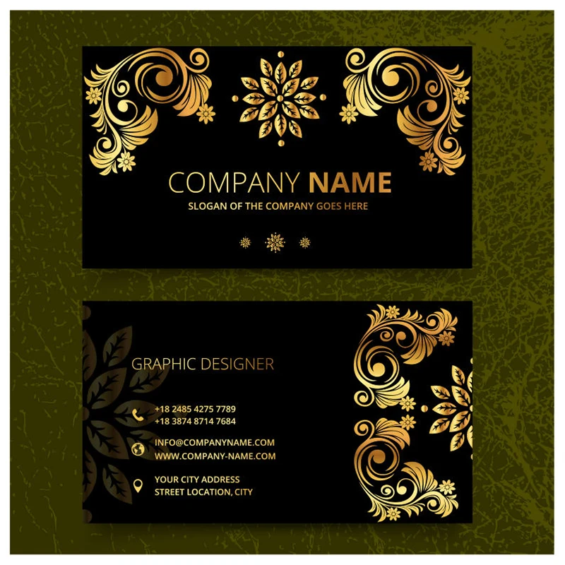 

350g Matte Coated Paper Business Card Custom Printing Black Golden Retro Style Design Thank You for Supporting Visit for Packing