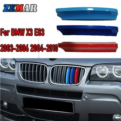ZEMAR ABS 2003 2004 2005 2006 2007-2010 BMW X3 E83 자동차 레이싱 그릴 스트립 트림 클립, M 파워 퍼포먼스 액세서리, 3 개