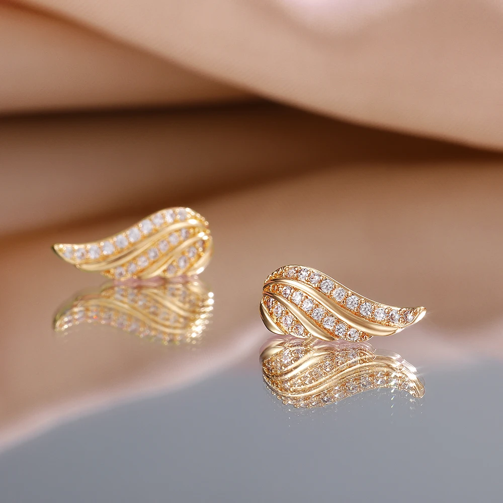 CAOSHI Stylish Wing Stud Earrings For Women Silver Color/Gold Color Dazzling Zirconia Delicate Design Chic Female Accessories