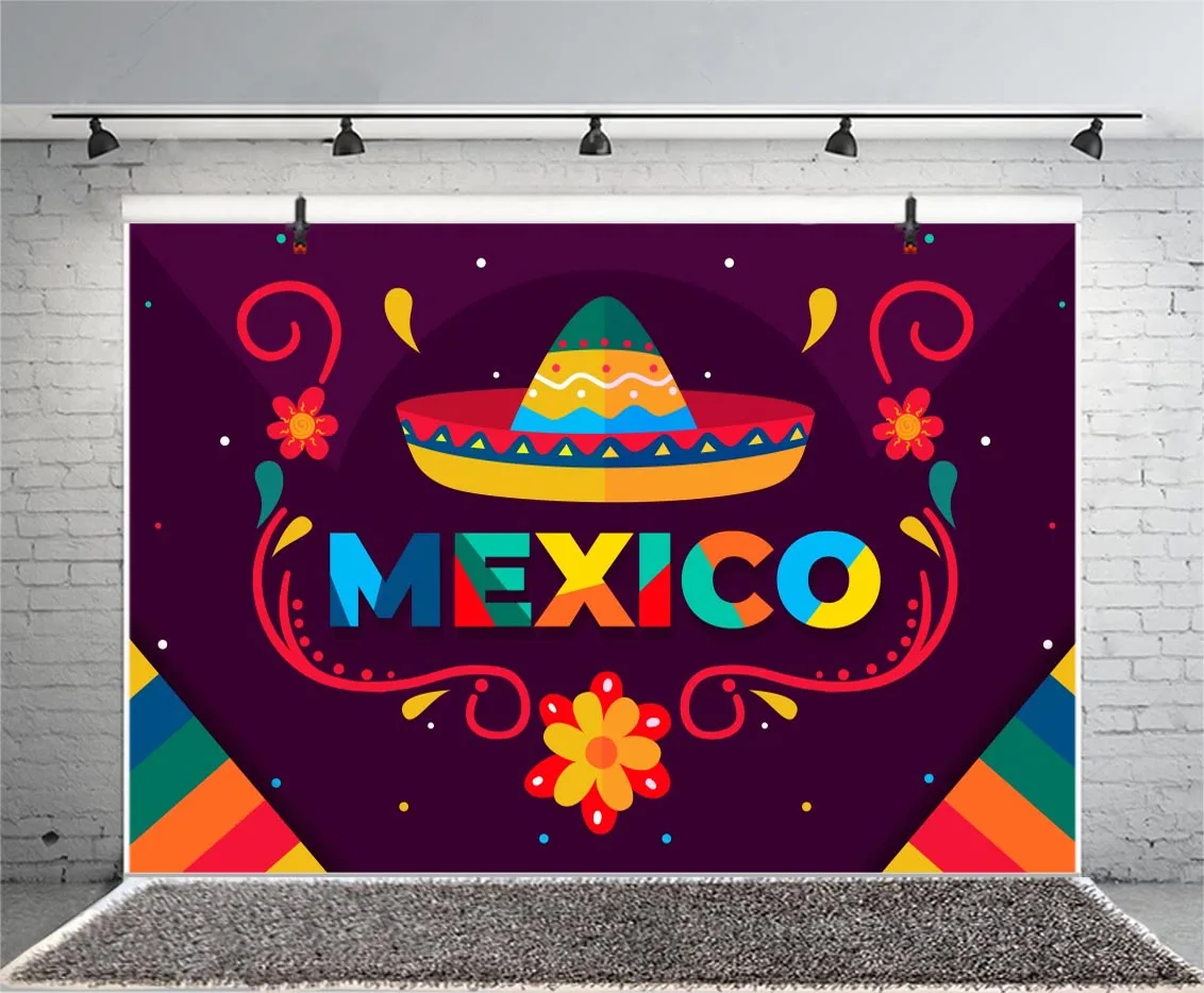 Mexicano fiesta backdrops méxico chapéu floral festa de aniversário fotografia fundo fotográfico photo studio prop decoração banner