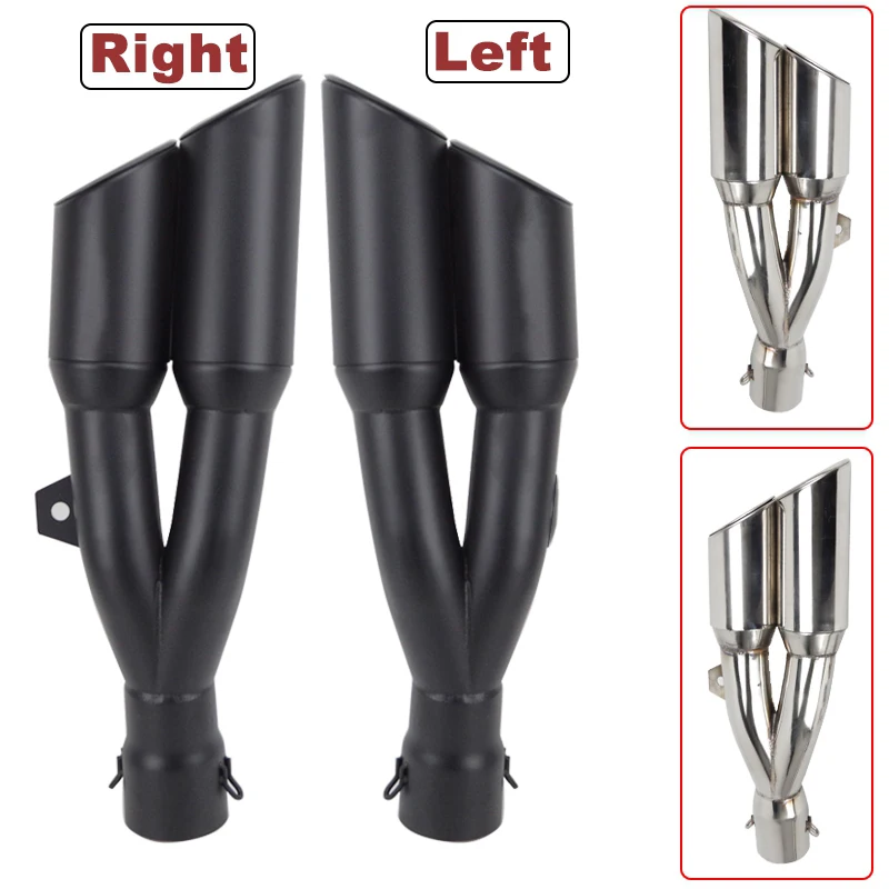 Right and Left Motorcycle Double Hole Exhaust Pipe Moto Motorbike Muffler Escape For Benelli 502C for Ninja 250 R1 R3 R25