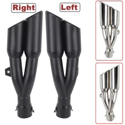 Right and Left Motorcycle Double Hole Exhaust Pipe Moto Motorbike Muffler Escape For Benelli 502C for Ninja 250 R1 R3 R25