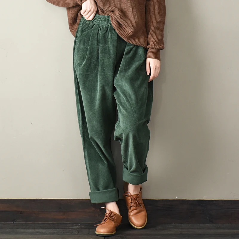 

Casual Women Corduroy Pants Female Baggy Wide Leg Hip Hop Streetwear Joggers Vintage Autumn Warm Thicken Loose Trousers X9196