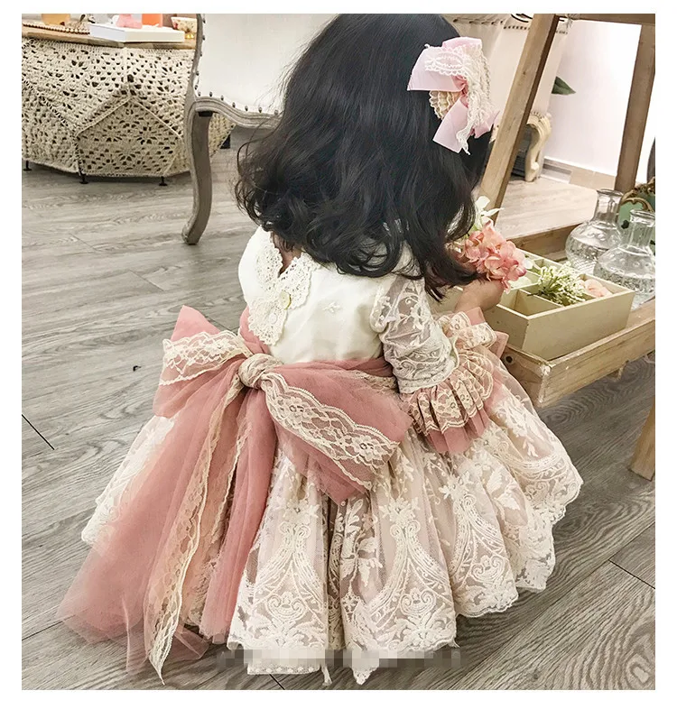 3PCS Baby Spring Summer Lace Vintage Palace Spanish Lolita Ball Gown Princess Dress for Girl Birthday Easter Wedding Party Y2735