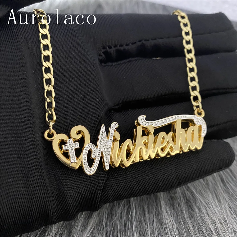 Custom Name Necklace  Personalized Stainless Steel Gold Nameplate Pendant Necklace Jewelry Gifts for Women Christmas Gifts