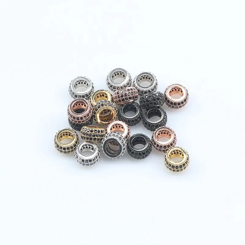 Wholesale White & Black CZ Oval Beads for Jewelry Making DIY Copper Spacer Beads fit Bracelet Jewelry Accessories 3pcs/lot