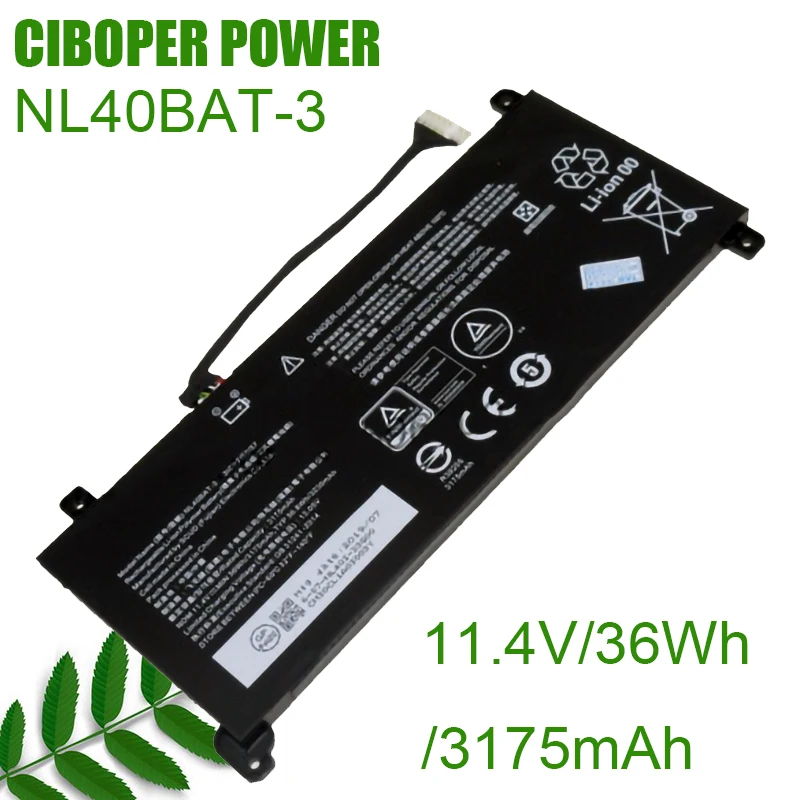 

CP Genuine Laptop Battery NL40BAT-3 11.4V/ 36wh/3175mAh For NL40CU NL40GU NL50LU NL51LU 6-87-NL40S-32G21 6-87-NL4CS-32B01