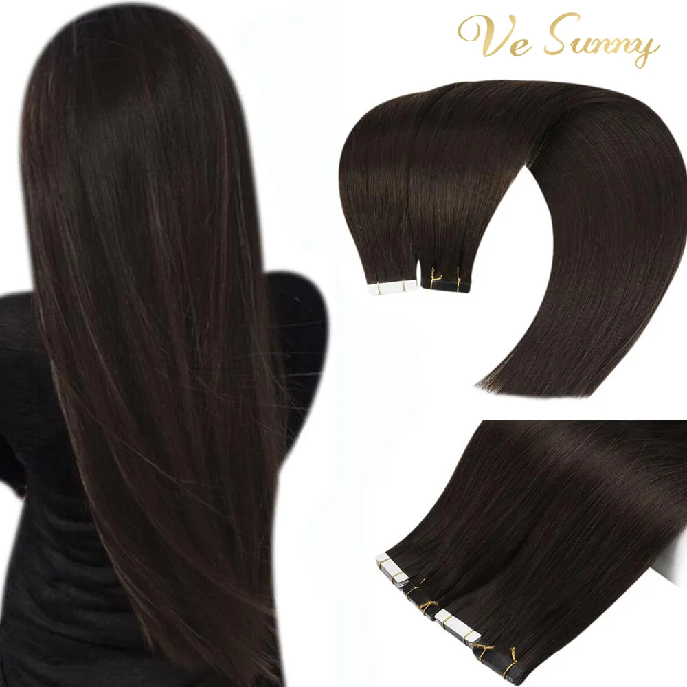 VeSunny Virgin Tape in Hair Extensions Human Hair 2.5g/pcs Straight Seamless Skin Weft Glue in Hair Extensions