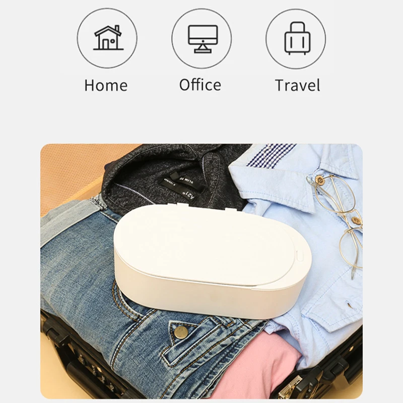آلة التنظيف بالموجات فوق الصوتية الصغيرة المحمولة 45000Hz عالية التردد آلة تنظيف الاهتزاز مجوهرات نظارات ساعة التنظيف