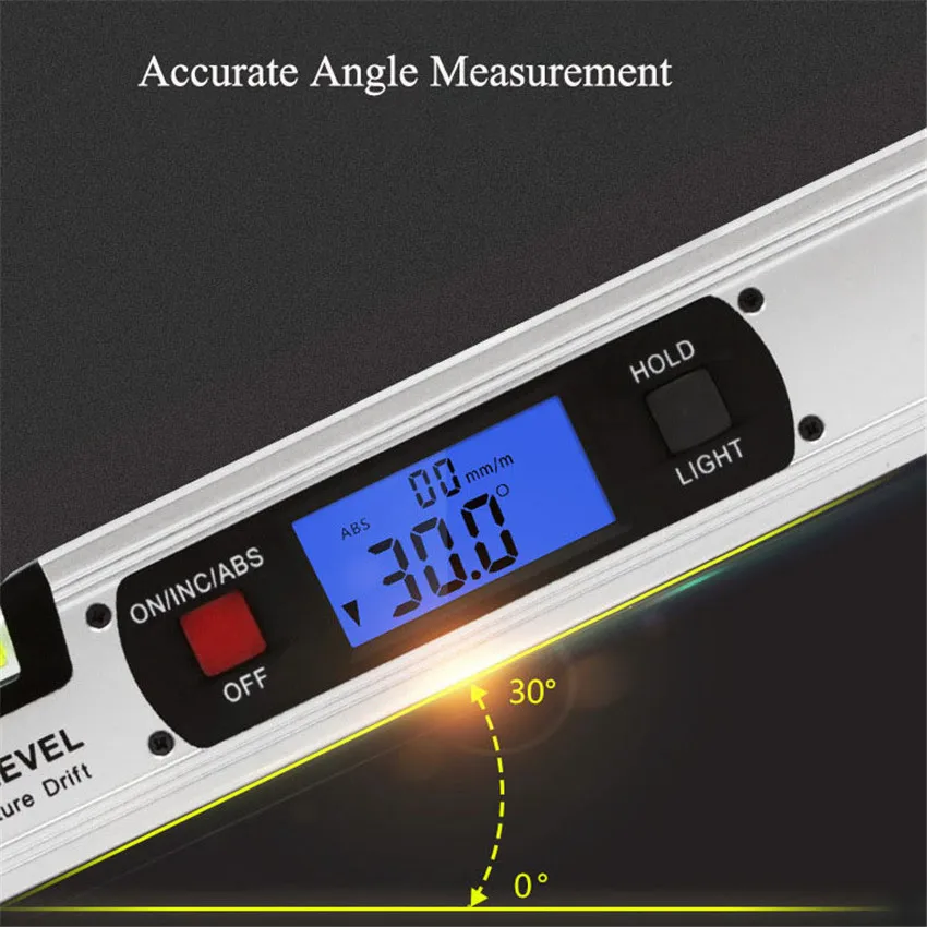 Digital Protractor Ruler, Electronic Level Tools, 360 Degree Flip, Measuring Angle Ruler, 400mm