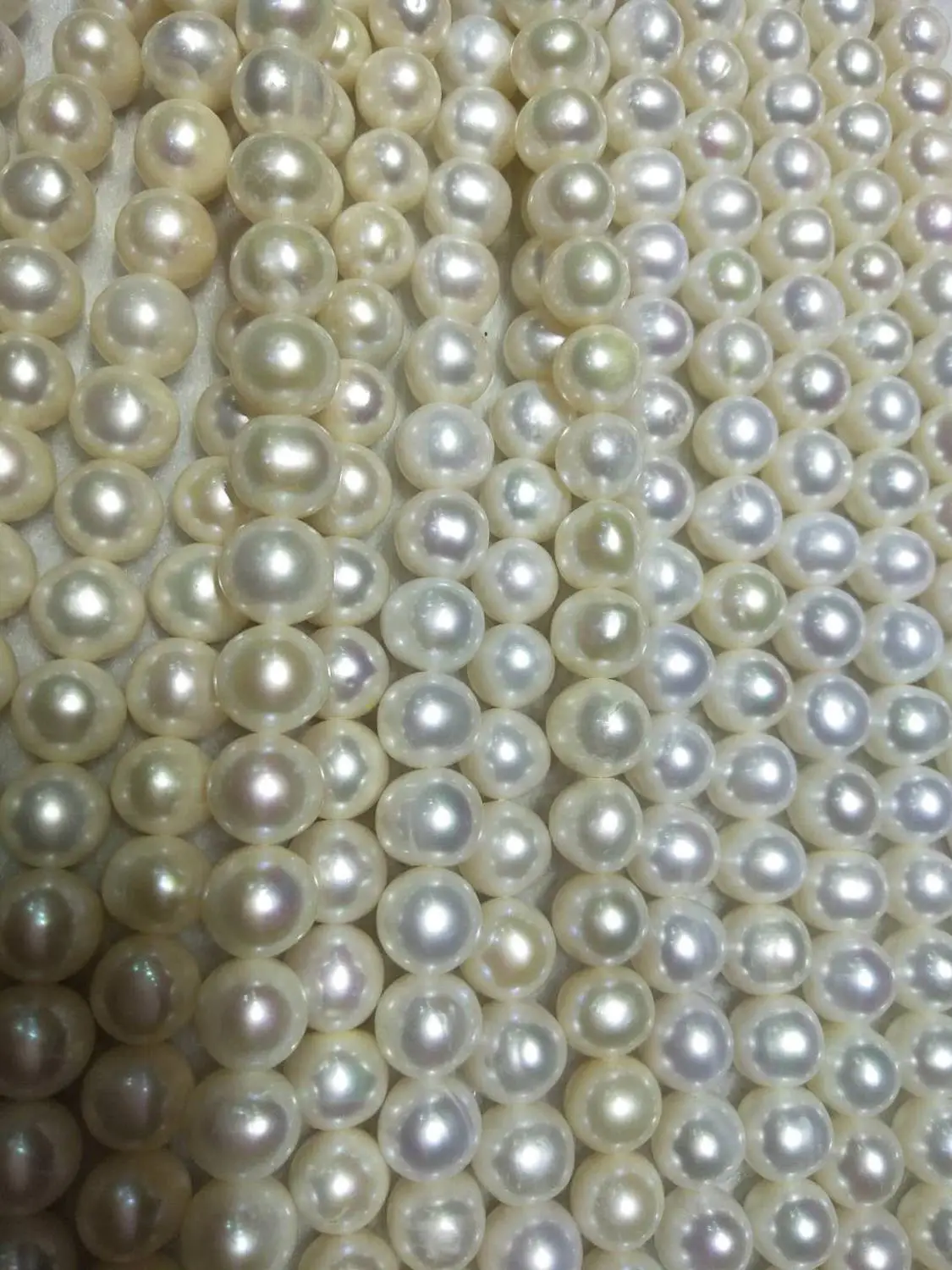 Free shipping,DIY PEARL BEADS,16 inch,9-10 mm white very near round 100% nature freshwater pearl without nuclear,high luster