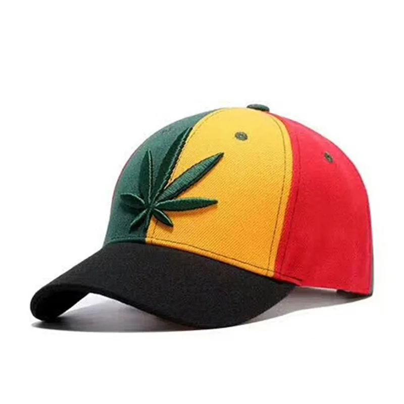 New Arrive Spring Autumn Cotton Patchwork Man Woman Maple Leaf Embroidered Fashion Casual Outing Trend Sunshade Baseball Cap
