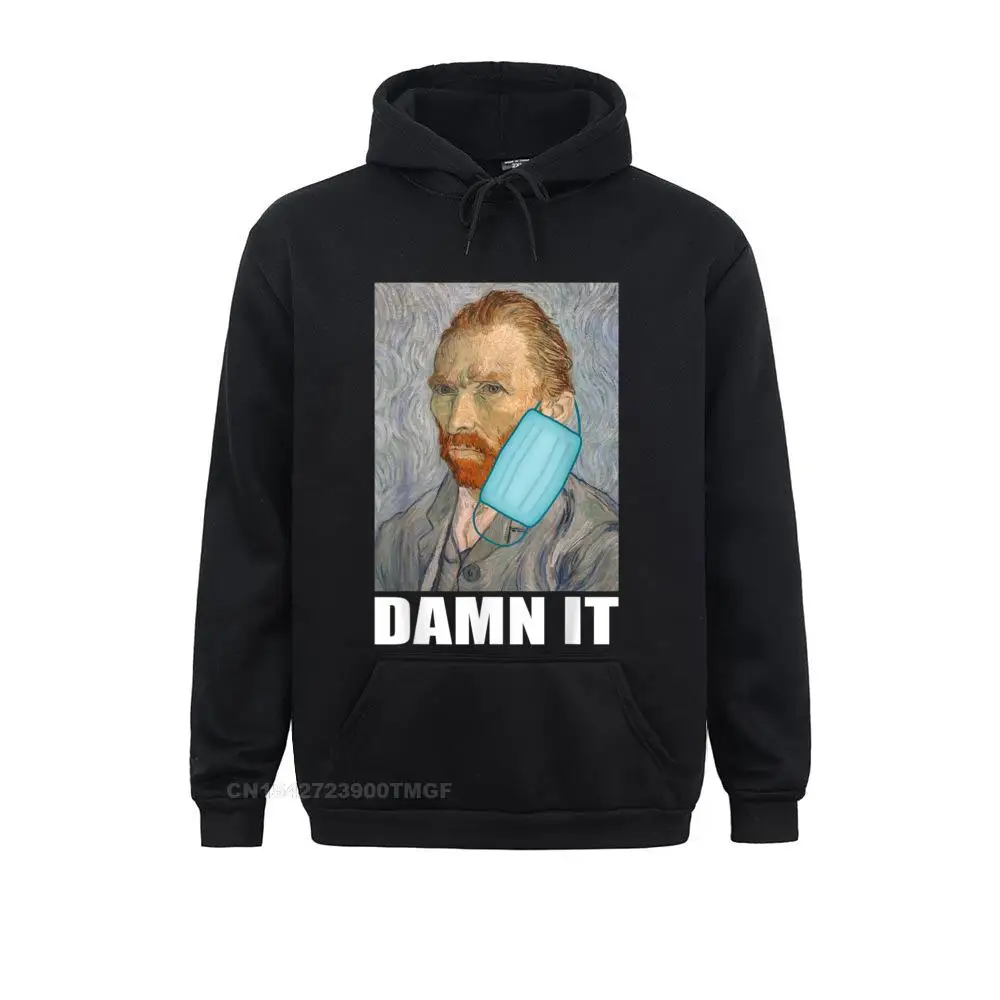 Fitness Tight Van Gogh Face Mask Funny Internet Meme Ear Fun Hoodie Men Slim Fit Long Sleeve Hoodies Hoods