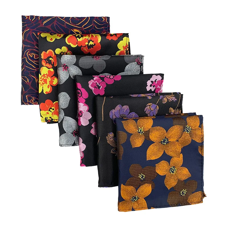 Lenços quadrados de bolso para homens Toalha Hanky, ternos florais, lenço de linho, flor e floral, bolsos quadrados de negócios, novo