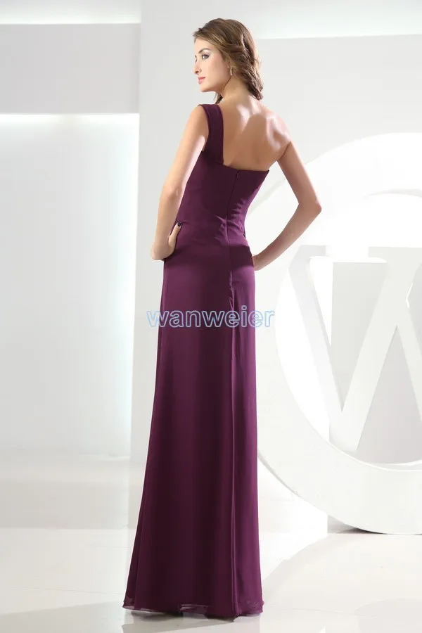 Gratis Verzending Beroemde 2016 Vestidos Formales Red One-Schouder Sexy Lange Bordeaux Vloer Lengte Jurk Custom Bruidsmeisjekleding