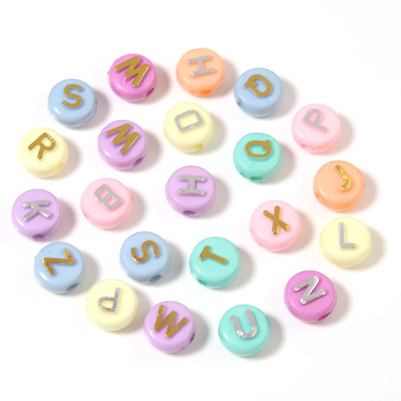 100Pcs/Lot 10mm Acrylic Round Letter Beads Mix Color 2mm Hole Alphabet Spacer For Jewelry Making Handmade DIY