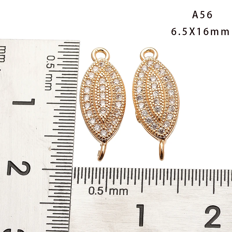 4p 18k gold Zircon crystal Charms Pendant accessories necklace Bracelet earrings diy handmade material Jewelry findings supplies