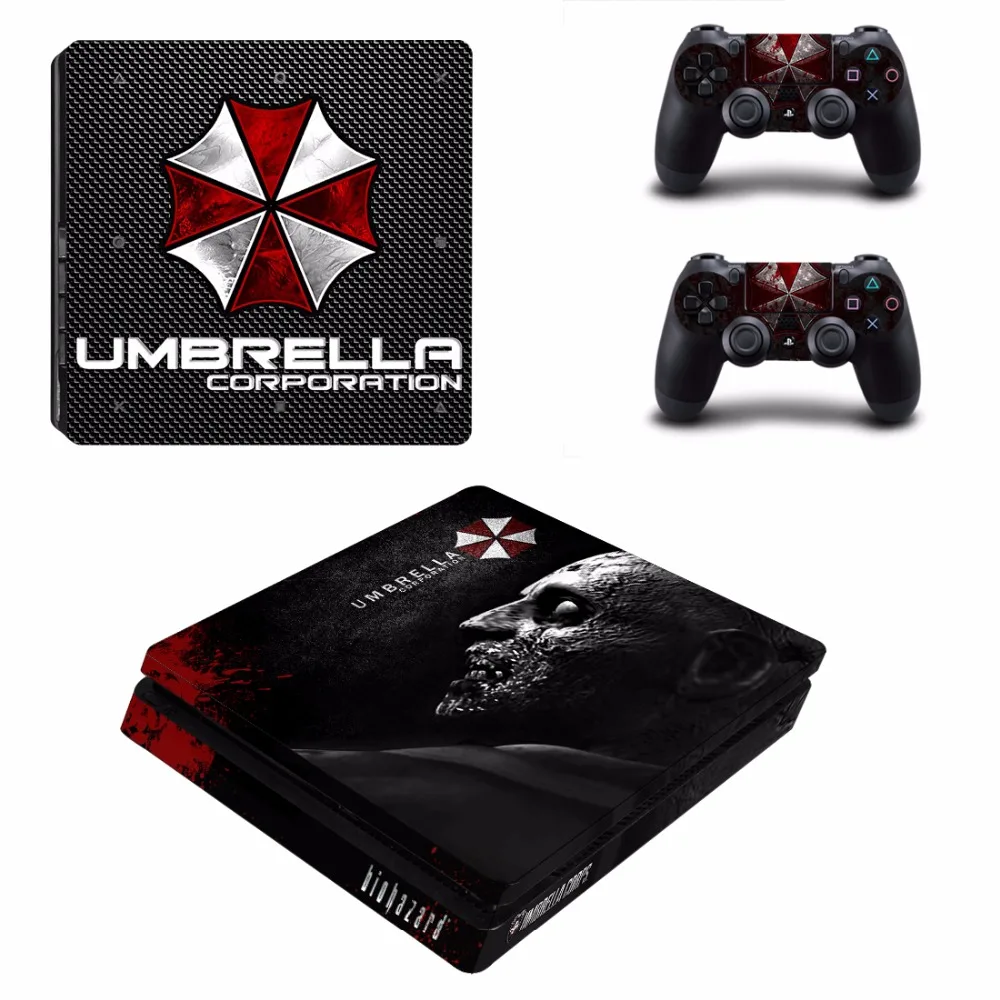 Biohazard Umbrella PS4 Dünne Aufkleber Play station 4 Haut Aufkleber Aufkleber Für PlayStation 4 PS4 Slim Konsole & Controller Haut