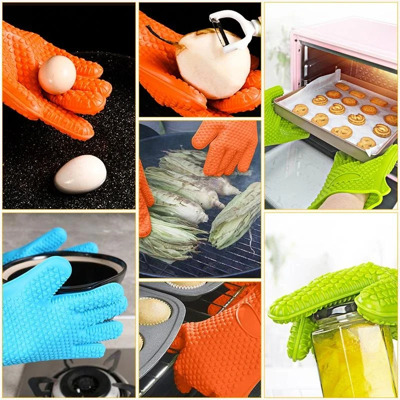 1/2Pcs Oven Mitts Baking Gloves 230 Heat Resistant Silicone Glove Kitchen Thicken Barbecue Oven Cooking Glove BBQ Grill Gloves