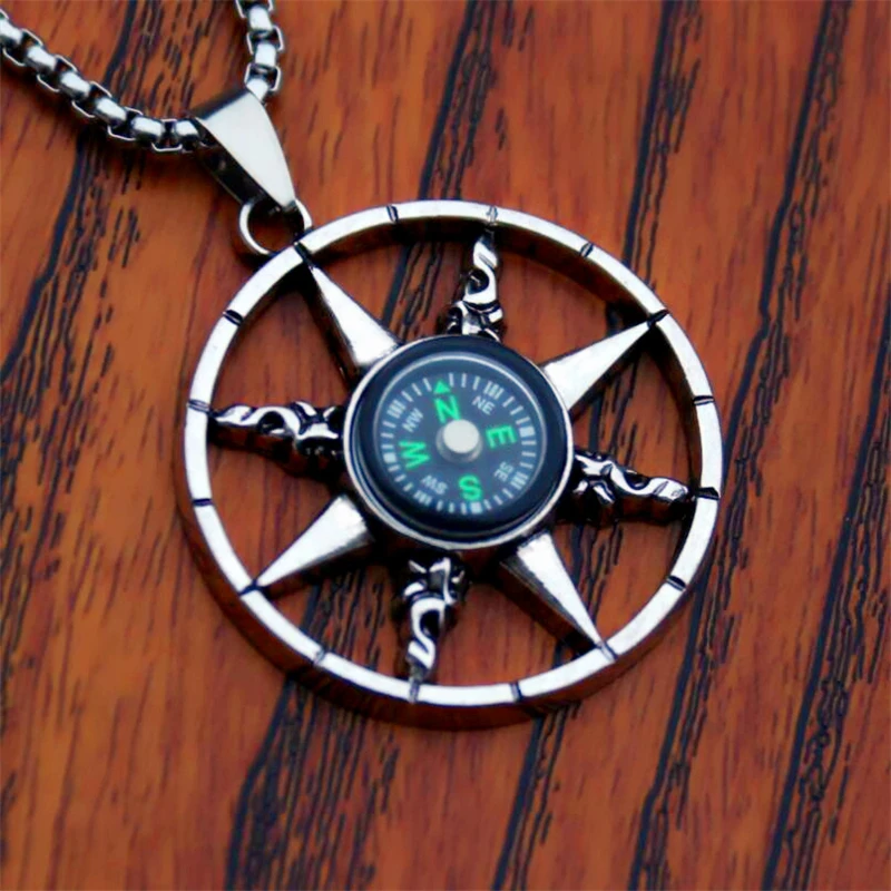 New Trendy Navy Compass Pendant Necklace Men High Quality 60cm Long Chain Women Jewelry Wholesale Friendship Gifts Dropshipping