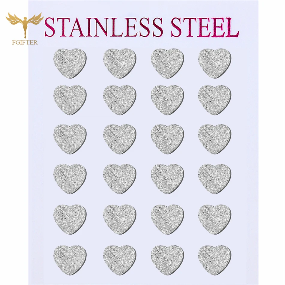 

Love Heart Earrings Set Frosted Golden Silver Color Stainless Steel Stud Earring Small Sweet Women Men Jewelry Accessory Bijoux
