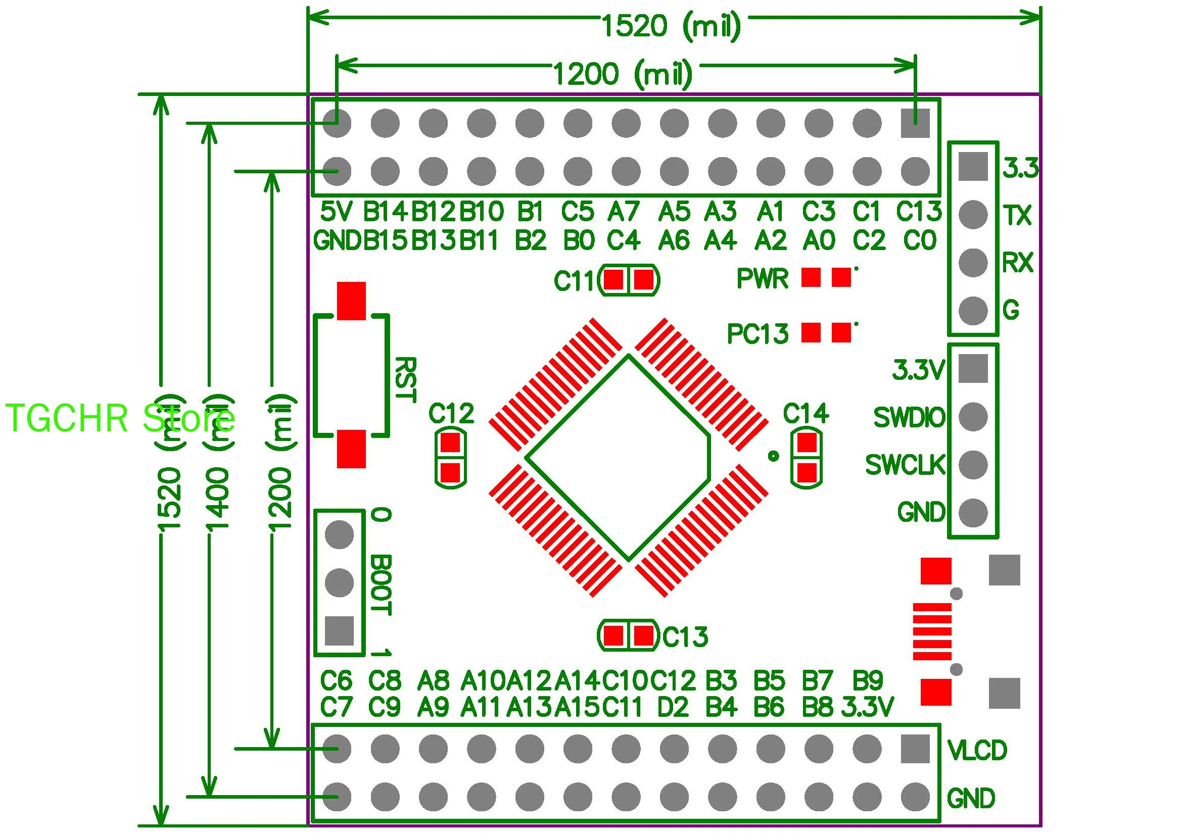 STM32L152RCT6 الأساسية مجلس St32l152 MCU نظام LCD مجلس التنمية