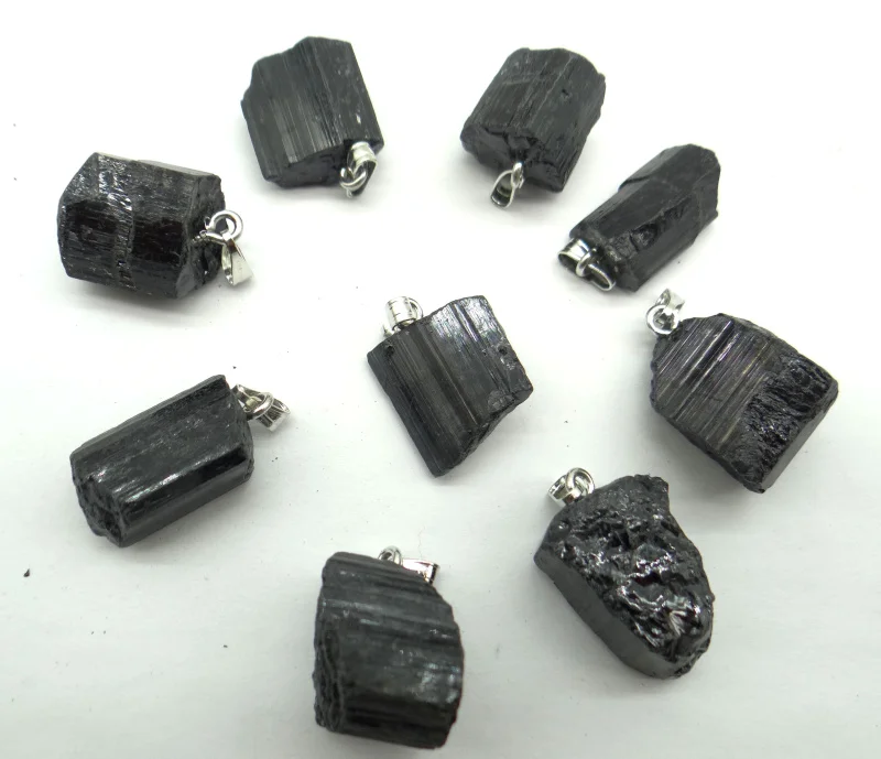 

wholesale natural black tourmaline tourmaline repair ore can be used pendant for diy jewelry making necklace Accessories 10pcs