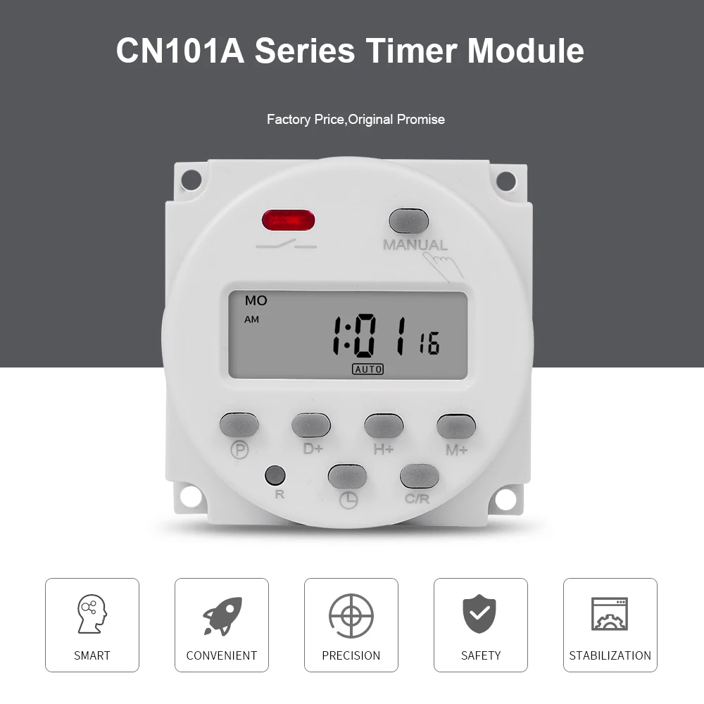 CN101A 5V 12V 24V 110V 220V Digital Timer Switch 7 Days Weekly Programmable Time Relay Programmer Built-in Rechargeable Battery