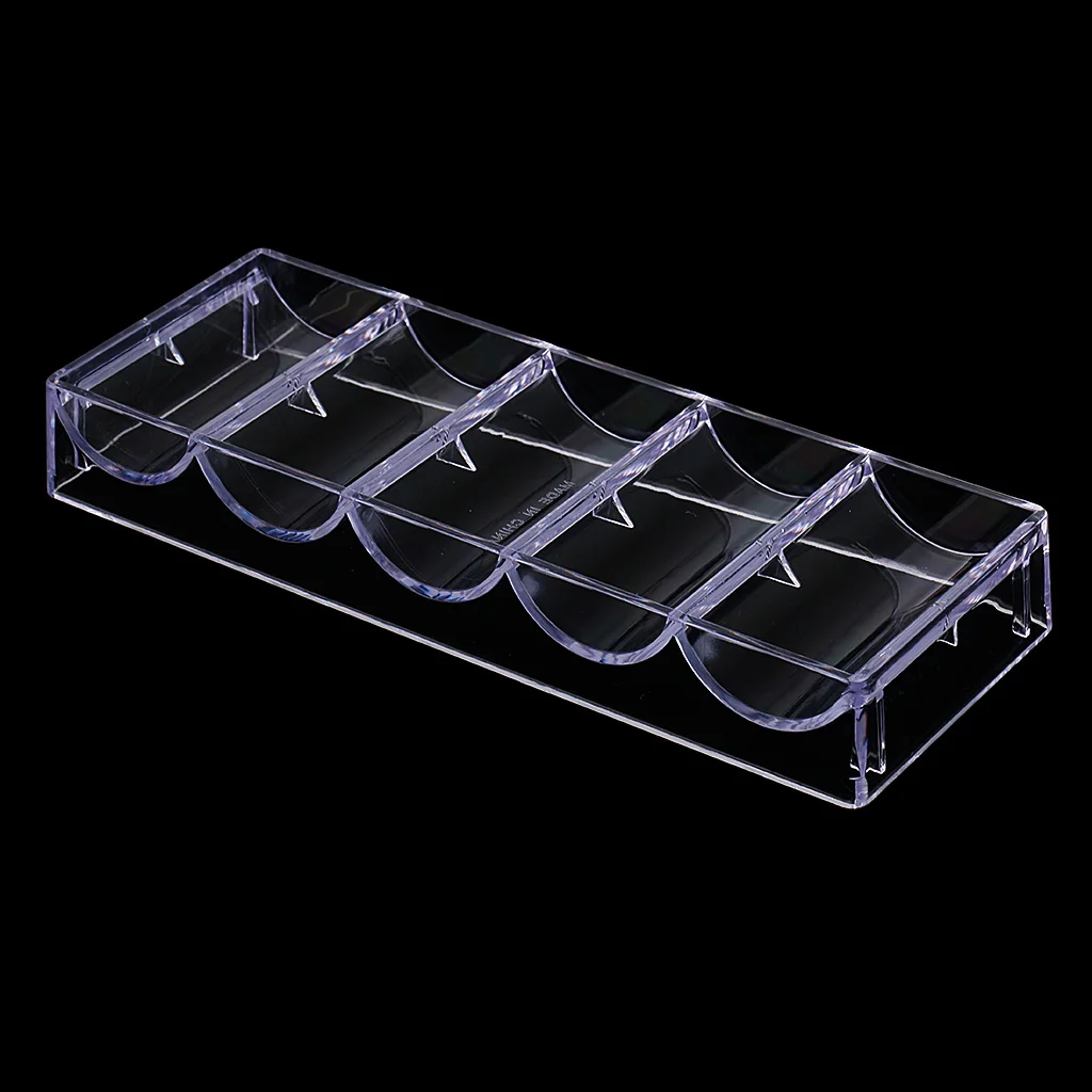 Durable Clear Acrylic Poker Chips Tray No Lid 100 Chips Case Box Holder Collectibles Craft 8.07 x 3.07 x 1.10inch