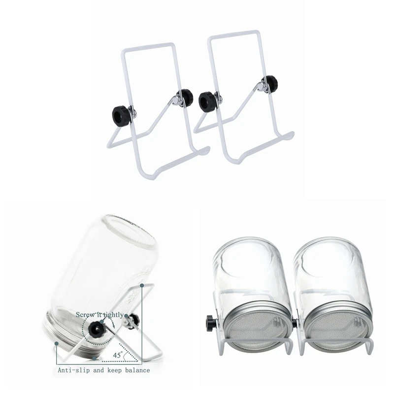 White (Small Size) Stainless Steel Sprouting Stands Foldable and Non-slip Scaffolds for Mason Jar Lids and Phone iPad Tablet