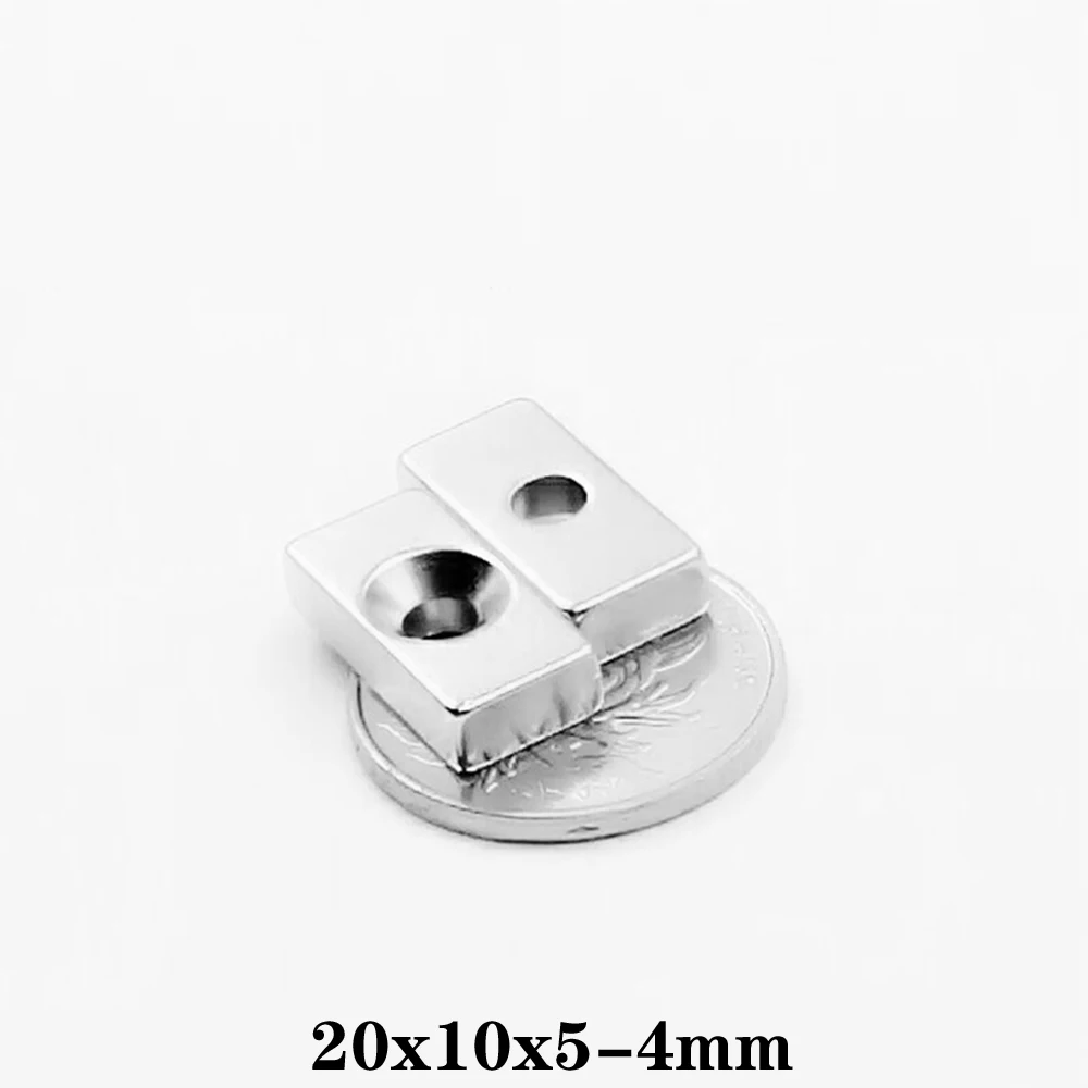 5~60PCS 20x10x5-4 Powerful Block Magnetic Countersunk Hole 4mm Permanent Magnet 20x10x5-4mm Neodymium Magnets 20*10*5-4