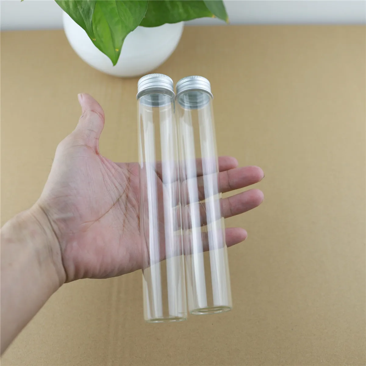 

24PCS/lot 30*180mm 100ml Glass Bottles Aluminum Caps Glass Tiny Jars Vials Transparent Glass Containers Perfume Bottle