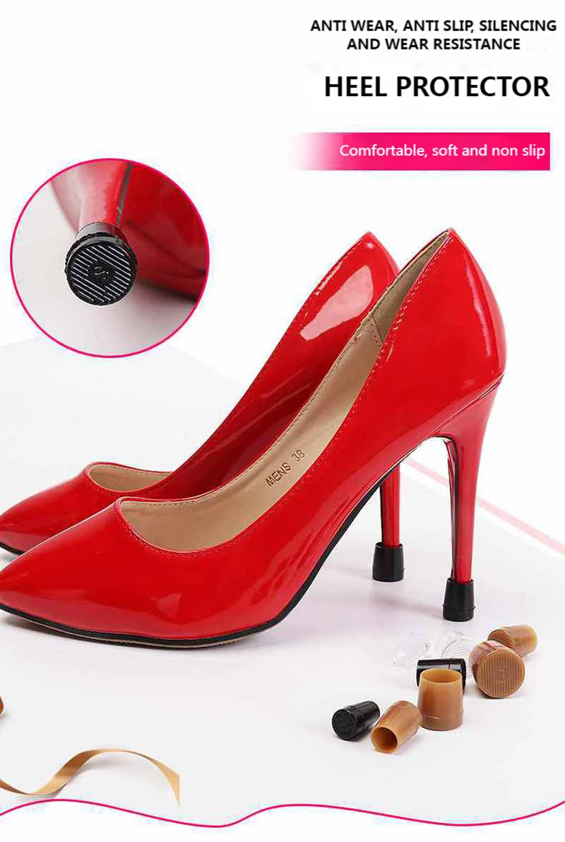 2Pcs Woman High Heels Shoe Covers Square TPU/PVC Material Soft Damping Heel Protector Non-slip Heel Protector