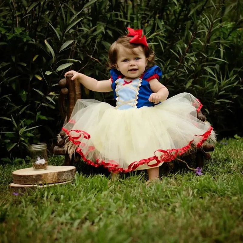 Disfraz de princesa Blancanieves para niña, ropa de actuación para niños, vestido de gasa de dibujos animados, ropa de fiesta, nuevo diseño