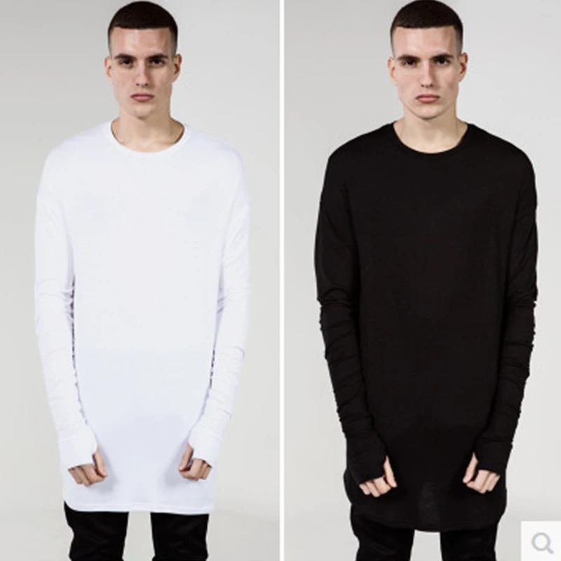 

Men's T-shirts European American mittens long-sleeved T-shirts men's bottoms large round neck pullover men's T-shirts fashion