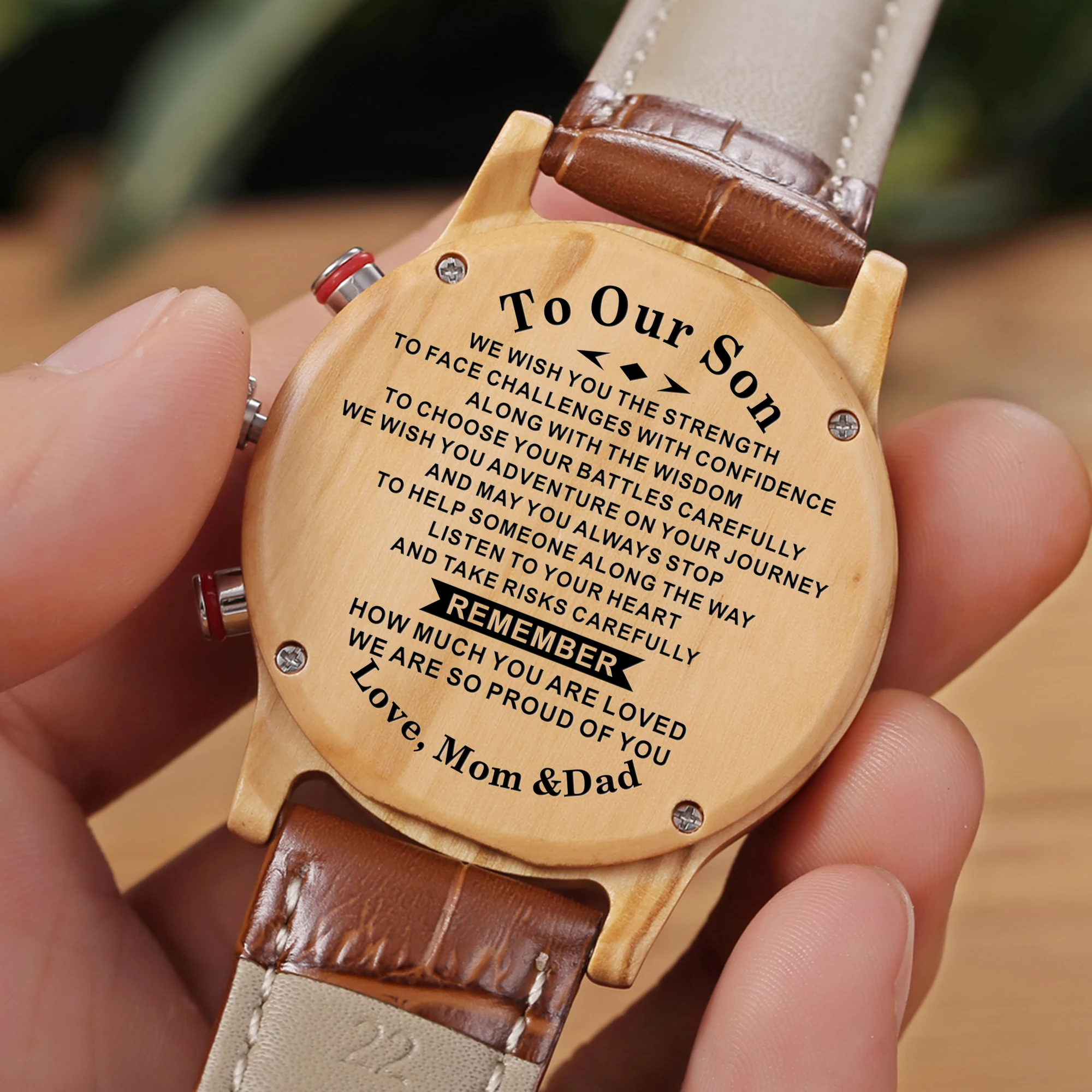 

Dad and Mom To My Son Automatic Quartz stainless Steel Engraved Watches Luxury Fashion Men Watches Kids Watch Leather
