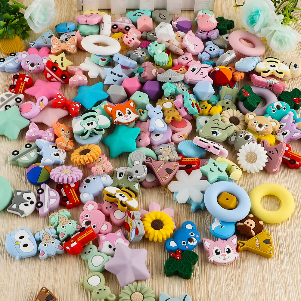 5/10Pcs Cartoon Mini Silicone Animal Beads Food Grade DIY Bracelet Necklace Keychain Jewelry Handmade Accessories