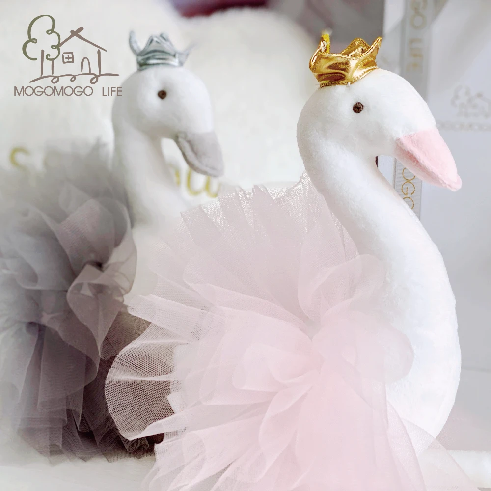 Luxury Mogo Swan Stuffed Animal Toys Lovely Gifts For Girlfriends Bird Doll Golden Crown Dressed Pink Ballerina Princess Swan