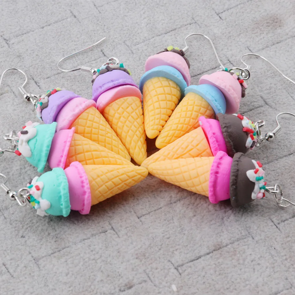 New Trendy Candy Color Ice Cream Acrylic Drop Earrings For Women Girls Korean Cute Resin Dangle Earrings Girls Jewelry Gifts