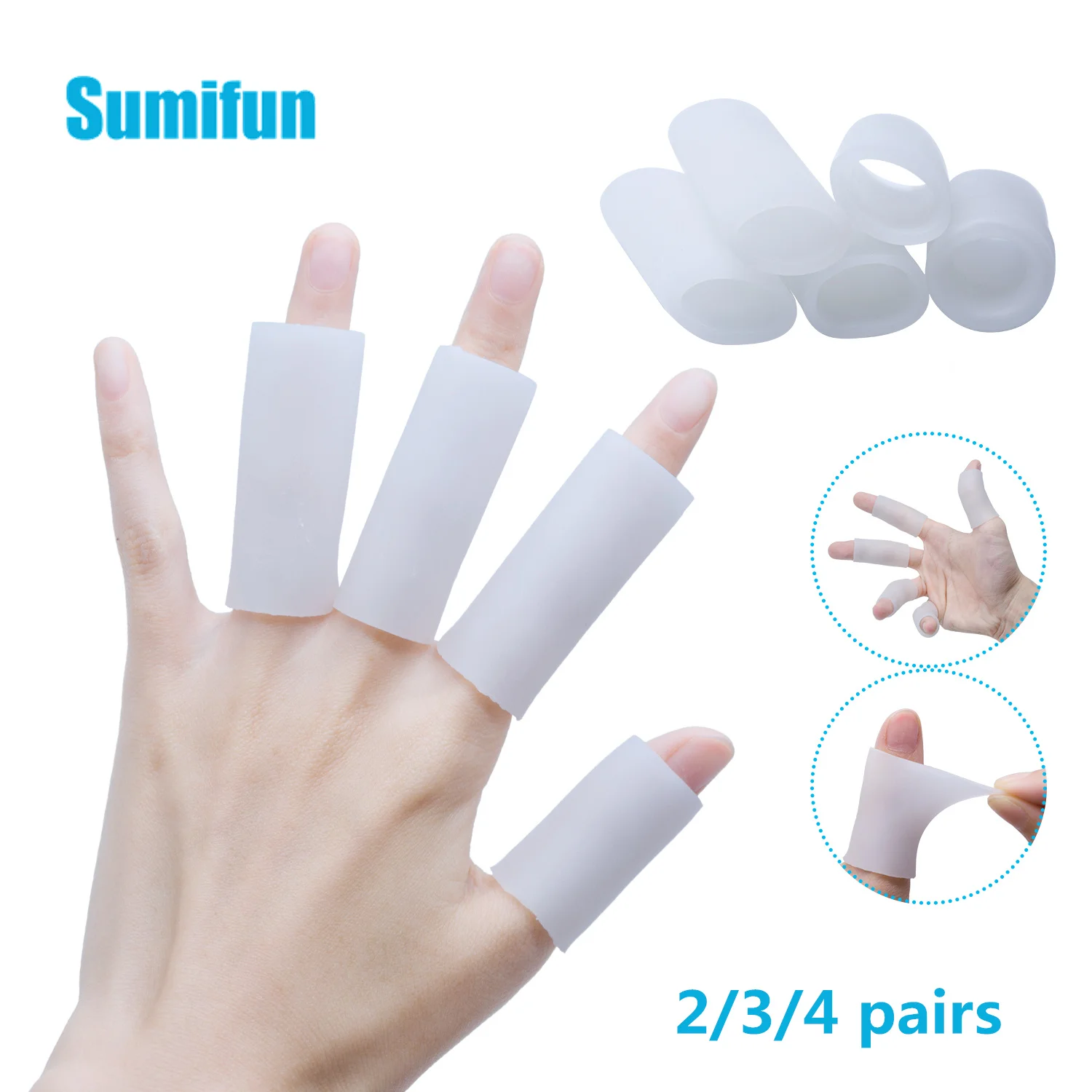 

2/3/4 pairs Sleeves Separators Protector Prevent Injuries Skin Blisters Callus Soft Silicone Gel Tube Finger Protector Care Tool