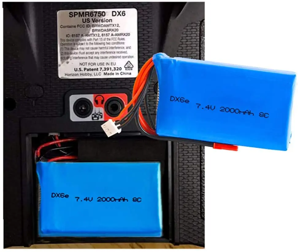 2S 7.4V 2000mAh Lipo Battery for Spektrum DX6e DX6 DX8 Remote Controller Transmitter Rc Spare Part