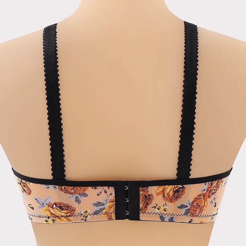 New full cup bras for women showing underwear sexy lingerie ultra-thin bra Floral pattern large size breathable bra gathered